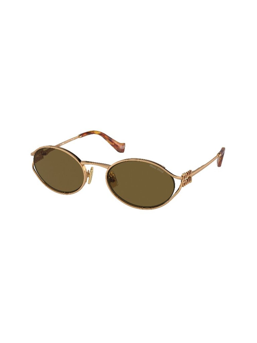 New Miu Miu Women's Sunglasses Gold Round Brown Lens Metal Frame MU 52YS 7OE01T
